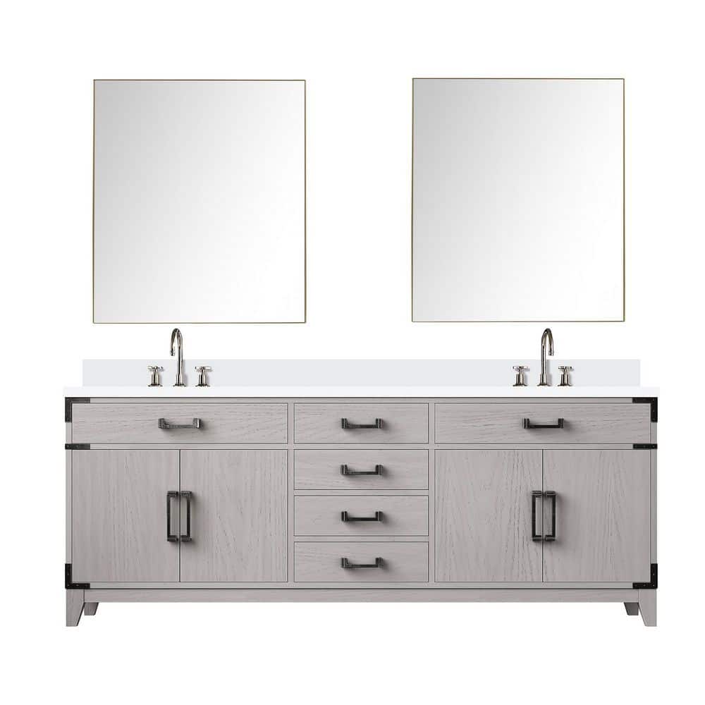 Fossa 80 in. W x 22 in. D White Oak Double Bath Vanity with White Quartz Top, Faucet Set, and 36 in. Mirrors price history on PriceWatchPro