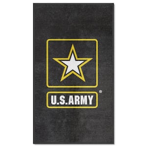Black 3 ft. x 5 ft. U.S. Army High-Traffic Indoor Mat with Durable Rubber Backing Tufted Solid Nylon Rectangle Area Rug