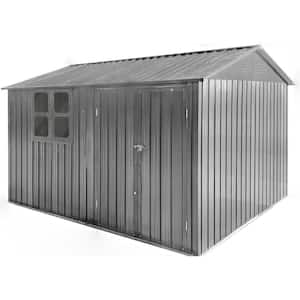 Hot Sale 10 ft. W x8 ft. D Gray Metal Outdoor Storage Shed with Windows, Lockable Door for Garden Tool 80sq. ft.