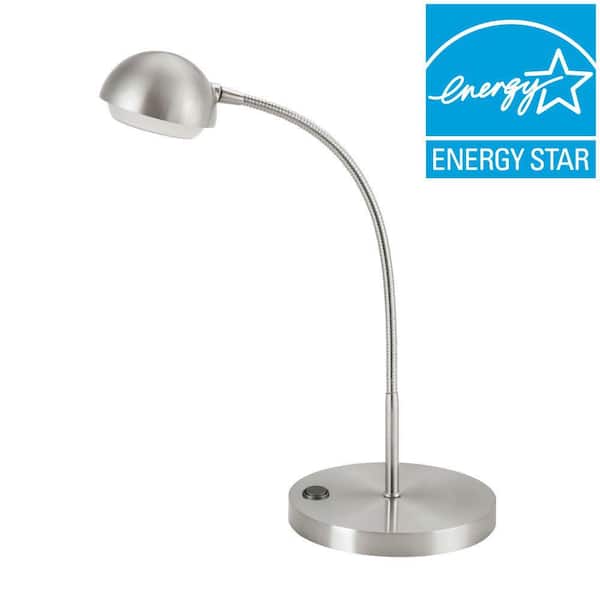 Hampton Bay 18 in. Brushed Nickel Integrated LED Table Lamp with Adjustable Gooseneck