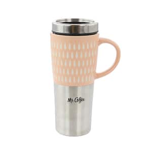 Travertine 16 oz. Light Pink Stoneware Stainless Steel Travel Mug with Lid