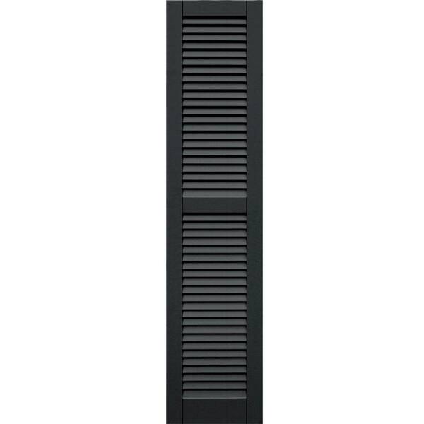 Winworks Wood Composite 15 in. x 66 in. Louvered Shutters Pair #632 Black