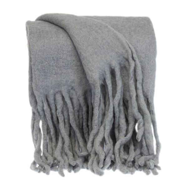 PARKLAND COLLECTION Nagar Transitional Gray 52 in. x 67 in. Woven Handloom Throw Blanket