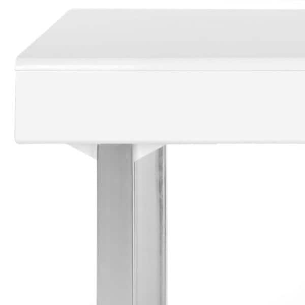 Elegant Transitional 53'' White and Chrome Home Office Desk with Drawer