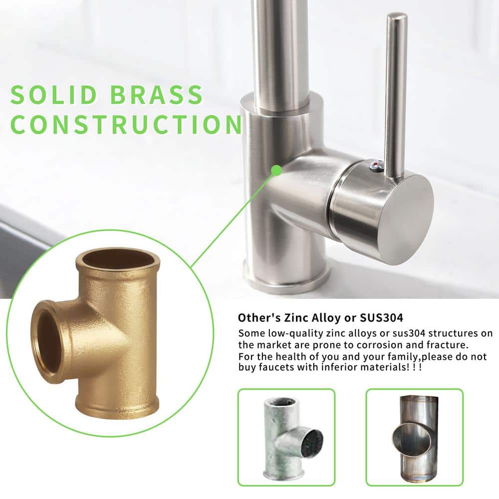 Brushed Nickel Pull-Down Kitchen Faucet with LED Light