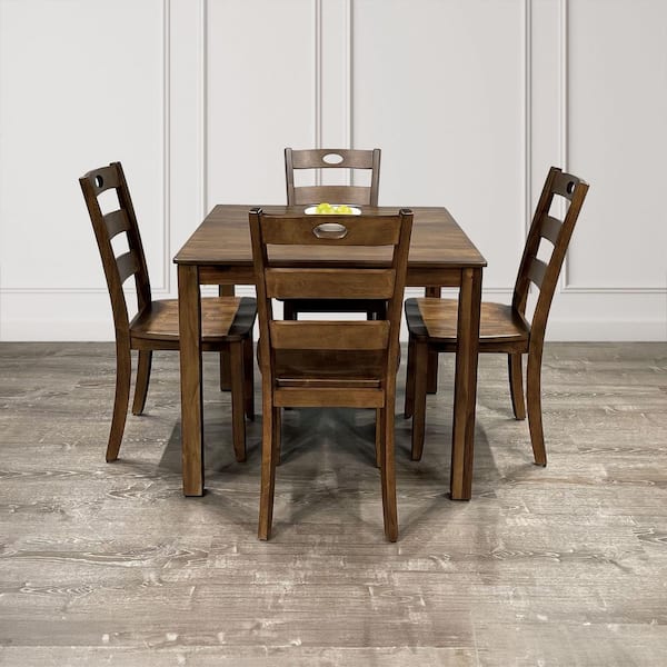 Bravo 5-Piece Square Walnut Wood Top Dining Room Set