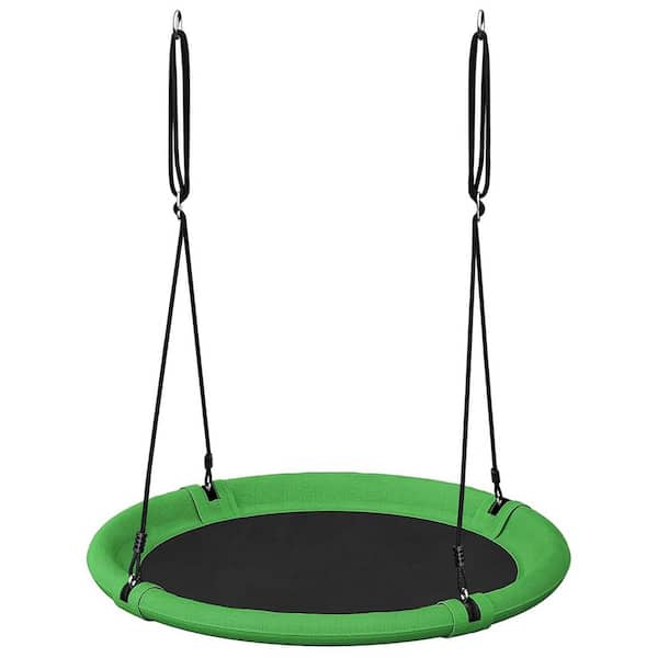 40 in. Saucer Tree Swing Set for Kids and Adults Adjustable Outdoor Playground Swing Green and Black
