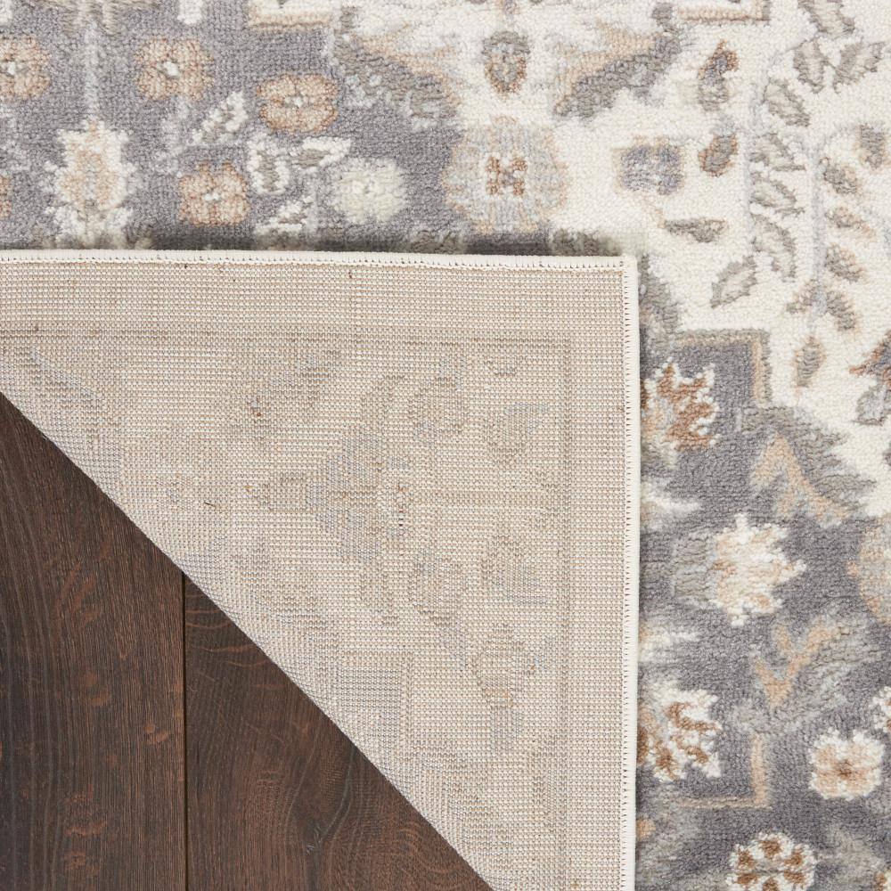 Ivory Grey Floral Synthetic 8' x 10' Area Rug