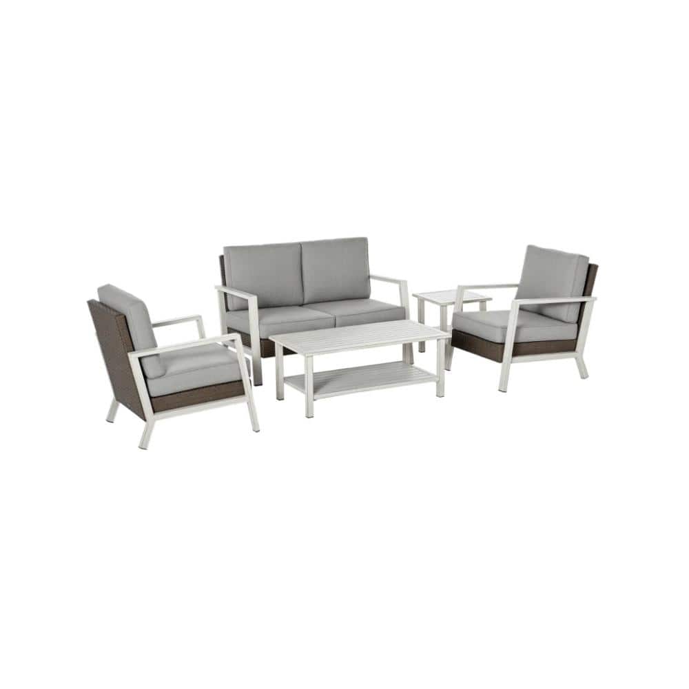 5 Piece Aluminum Outdoor Conversation Furniture Set,Chat Sets, With Gray Cushion Garden Furniture Set price history on PriceWatchPro