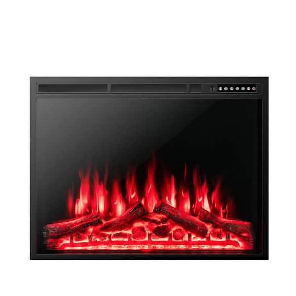 Clihome 34 in. 750/1500-Watt Recessed and Freestanding Electric Fireplace Insert with 5 Level Adjustable Flames & Remote Control