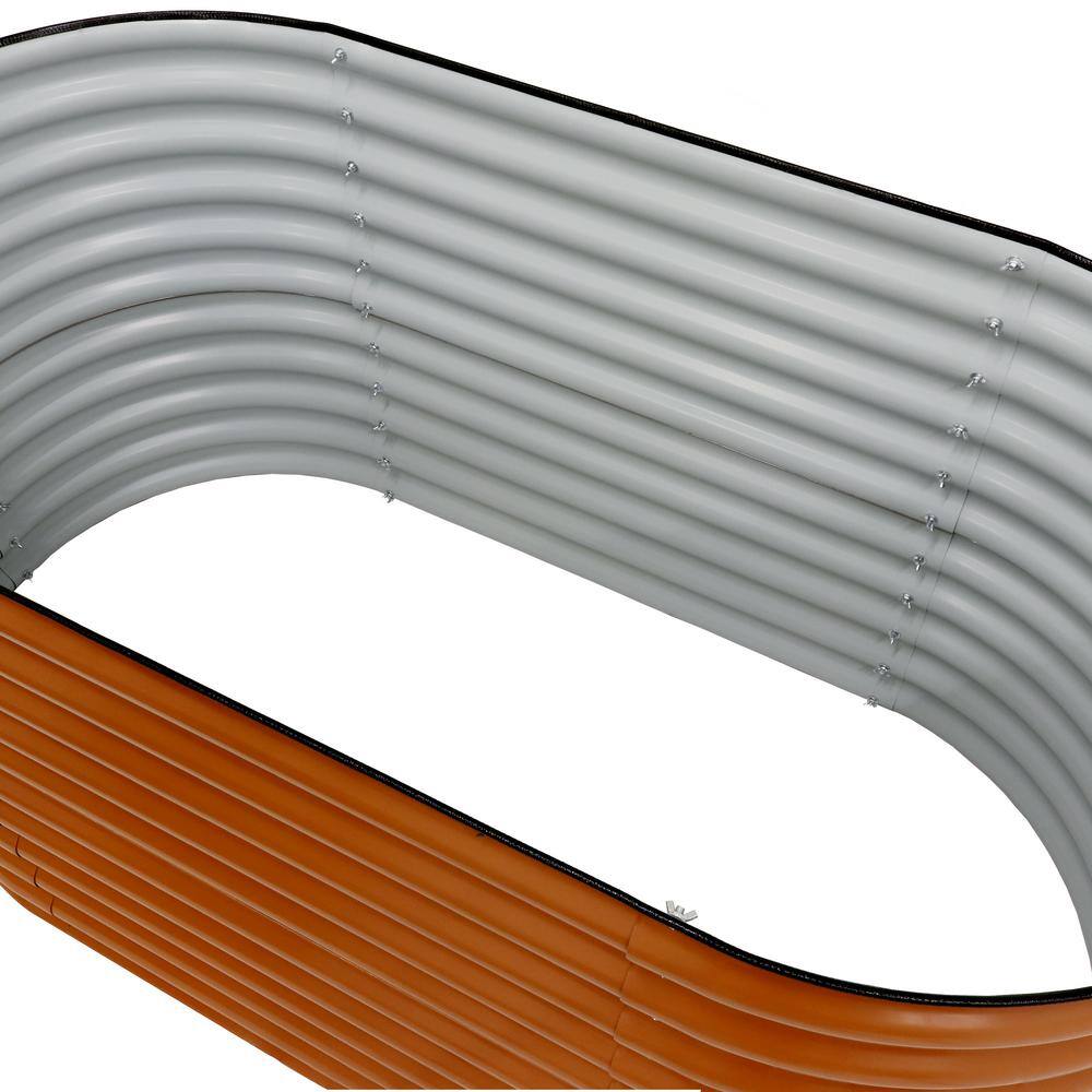 Large Brown Galvalume Steel Oval Raised Garden Bed