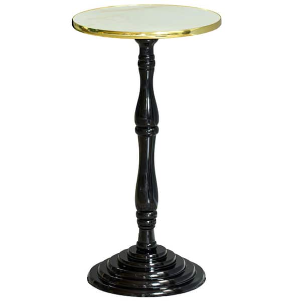 Bold Tones Round Wooden Side Table, Round White Wood Pedestal End Table