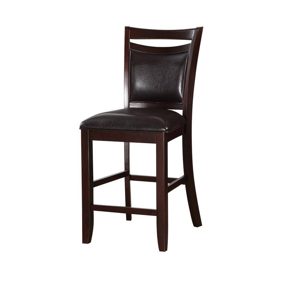 High Black Faux Leather Upholstered Side Chair with Wood Frame