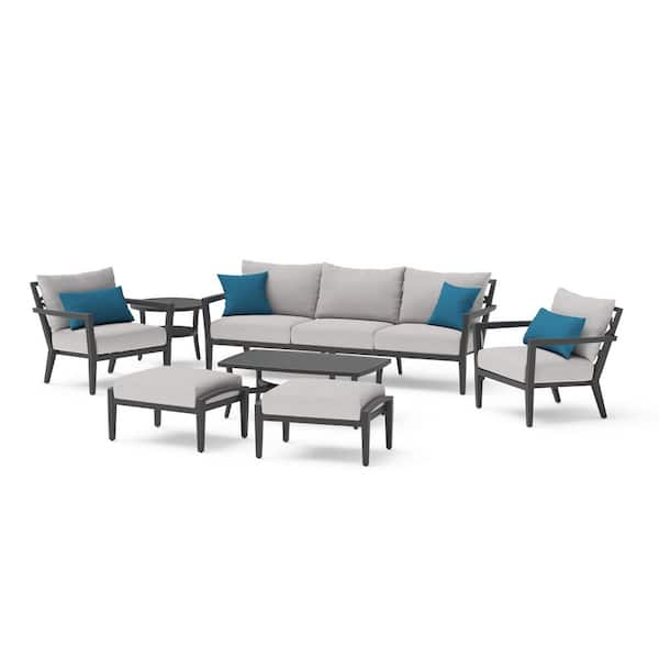RST BRANDS Venetia 7-Piece Aluminum Patio Conversation Seating Set with Sunbrella Gray Cushions