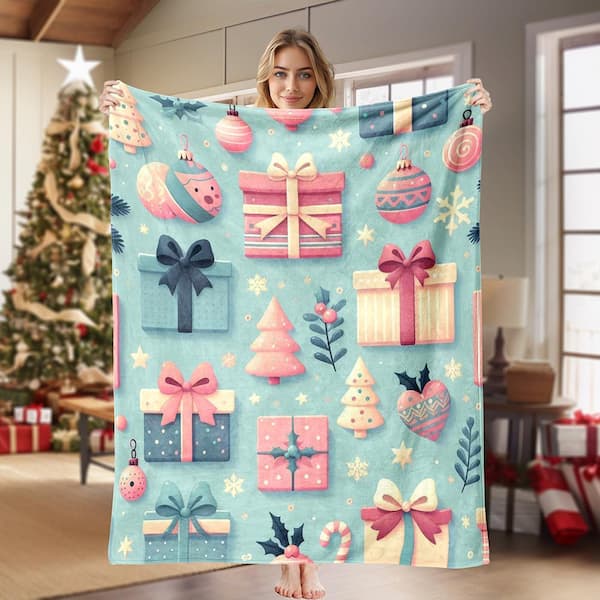 well dressed home christmas blanket Well Dressed Home Decorative Woven Knit Decorative Holiday Throw Blanket  Toss White Christmas Trees on Green