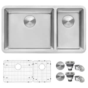 32 in. Double Bowl Undermount 16-Gauge Stainless Steel Kitchen Sink 70/30