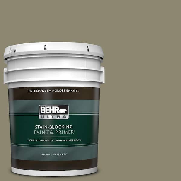 BEHR ULTRA 5 gal. #PPU8-21 Mossy Bank Semi-Gloss Enamel Exterior Paint & Primer