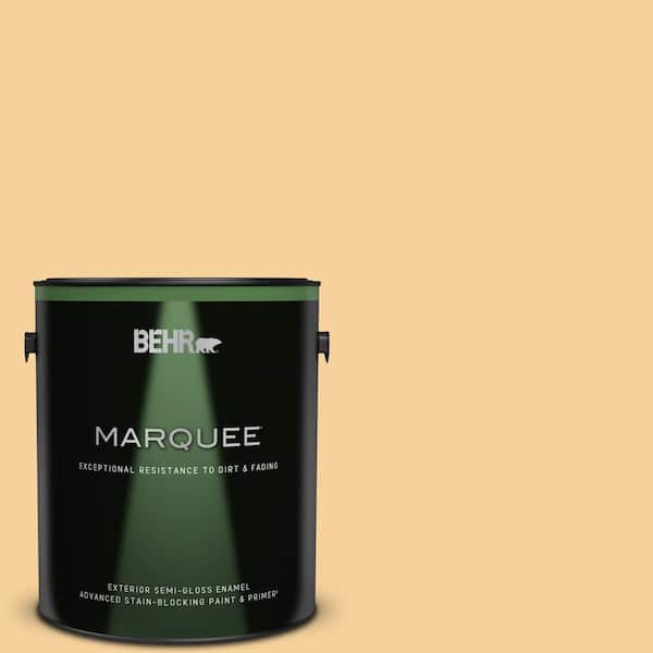 BEHR MARQUEE 1 gal. #320C-3 Honey Butter Semi-Gloss Enamel Exterior Paint & Primer