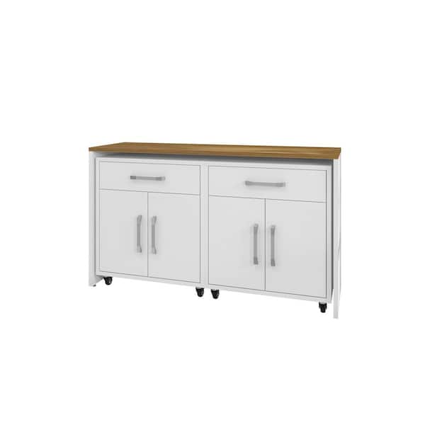Manhattan Comfort Eiffel 59.84 in. W x 36.22 in. H x 19.69 in. D Garage Storage System in White (3-Piece)