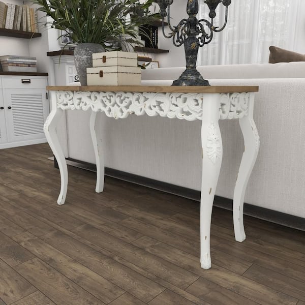 Litton Lane 46 in. White Extra Large Rectangle Wood Intricately