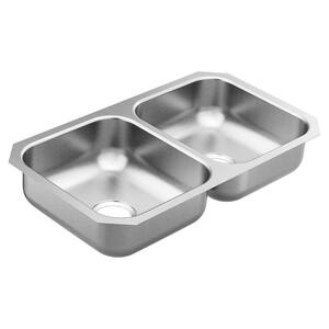 2000 Series Stainless Steel 31.75 in. Double Bowl Undermount Kitchen Sink with 6 in. Depth