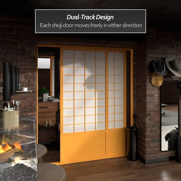 Red Lantern 7 ft. Honey Shoji 2-Panel Sliding Door SHOJI-DOOR