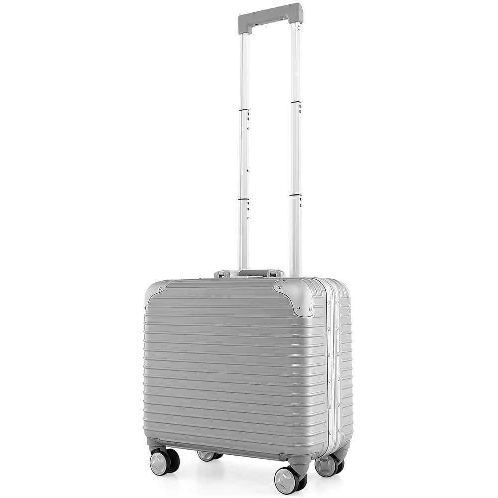 16 in. Sliver Spinner Carry On Underseat Luggage with Spinner Wheels and La