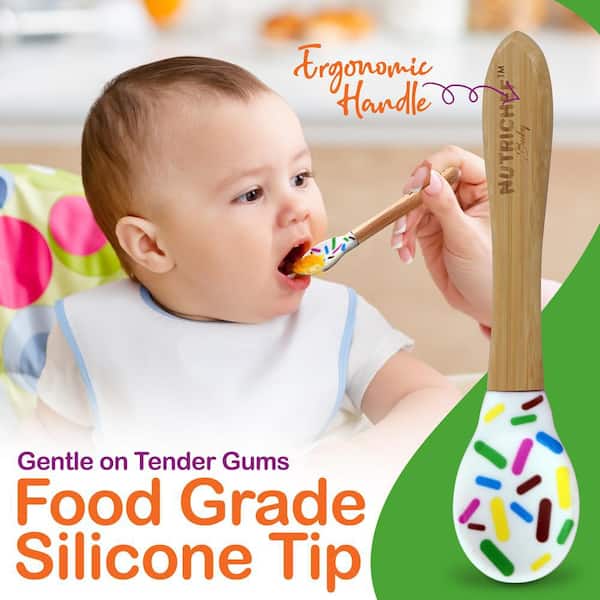 Silicone Baby Spoons with Bamboo Handles