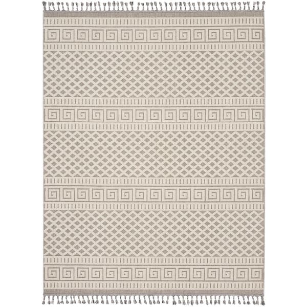 Nourison Paxton Ivory/Grey 8 ft. x 11 ft. Geometric Contemporary Area Rug