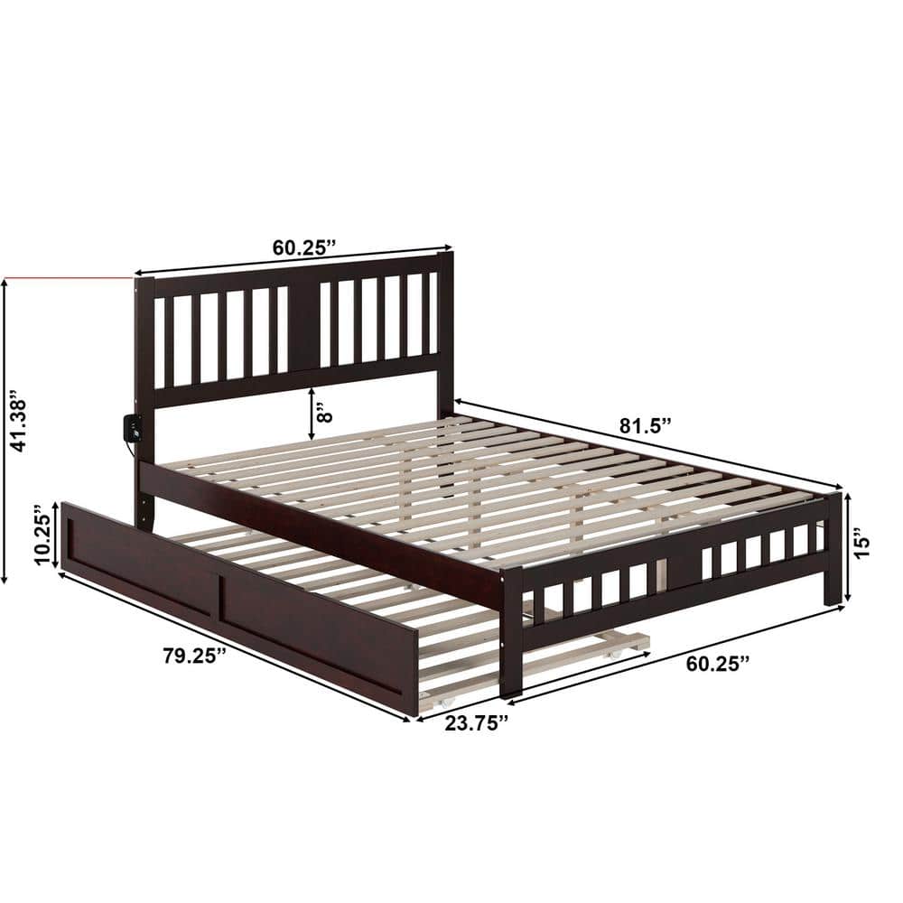 Tahoe Espresso Queen Wood Platform Bed with Storage Drawer