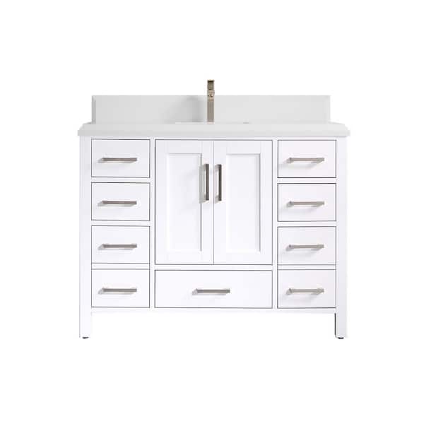 Willow Collections Malibu 60 in. W x 22 in. D x 36 in. H Single Sink Bath Vanity in White with Cove Edge White Vanity Top