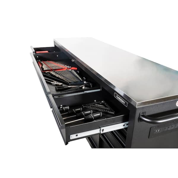 Husky 84 in. W x 24 in. D 18-Drawer Heavy-Duty Mobile Workbench