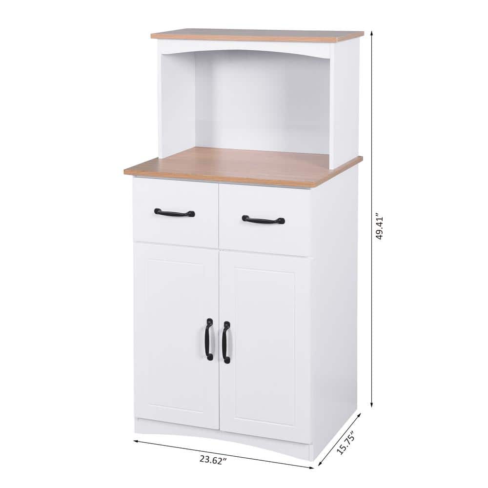 White Wooden Kitchen Storage Cabinet with Adjustable Shelves