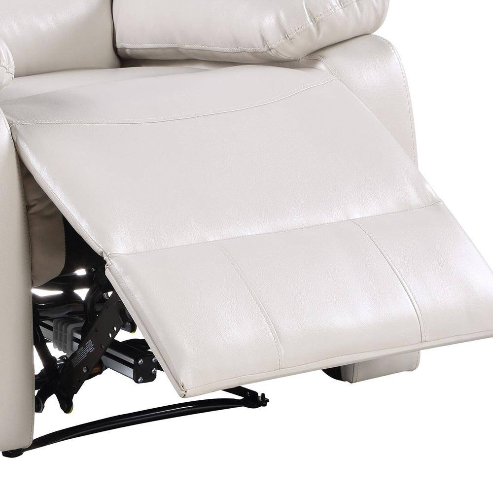 Eilbra Beige Faux Leather Power Recliner with Pillow Top Armrests