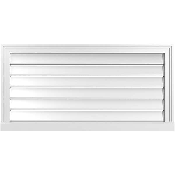 Ekena Millwork 40" x 20" Vertical Surface Mount PVC Gable Vent: Functional with Brickmould Sill Frame