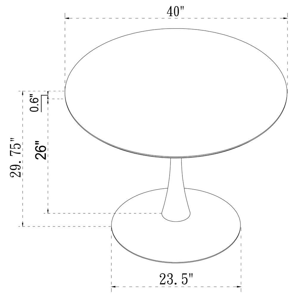 White Round Faux Marble Pedestal Dining Table