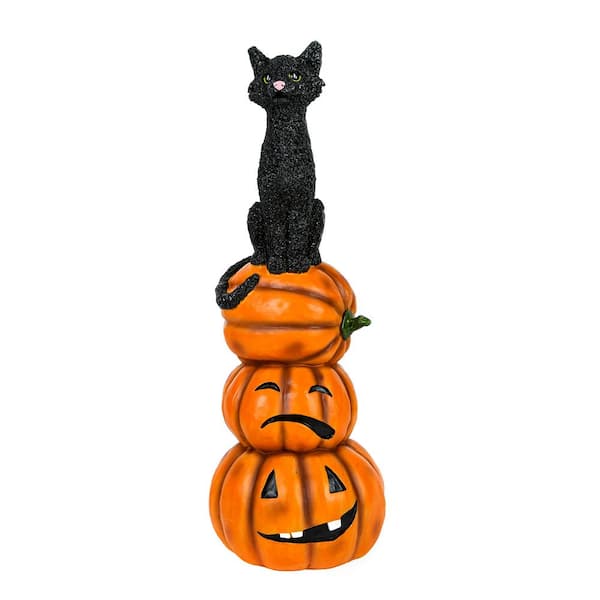 National Tree Company 32 in. Halloween Black Cat and Pumpkins Stack