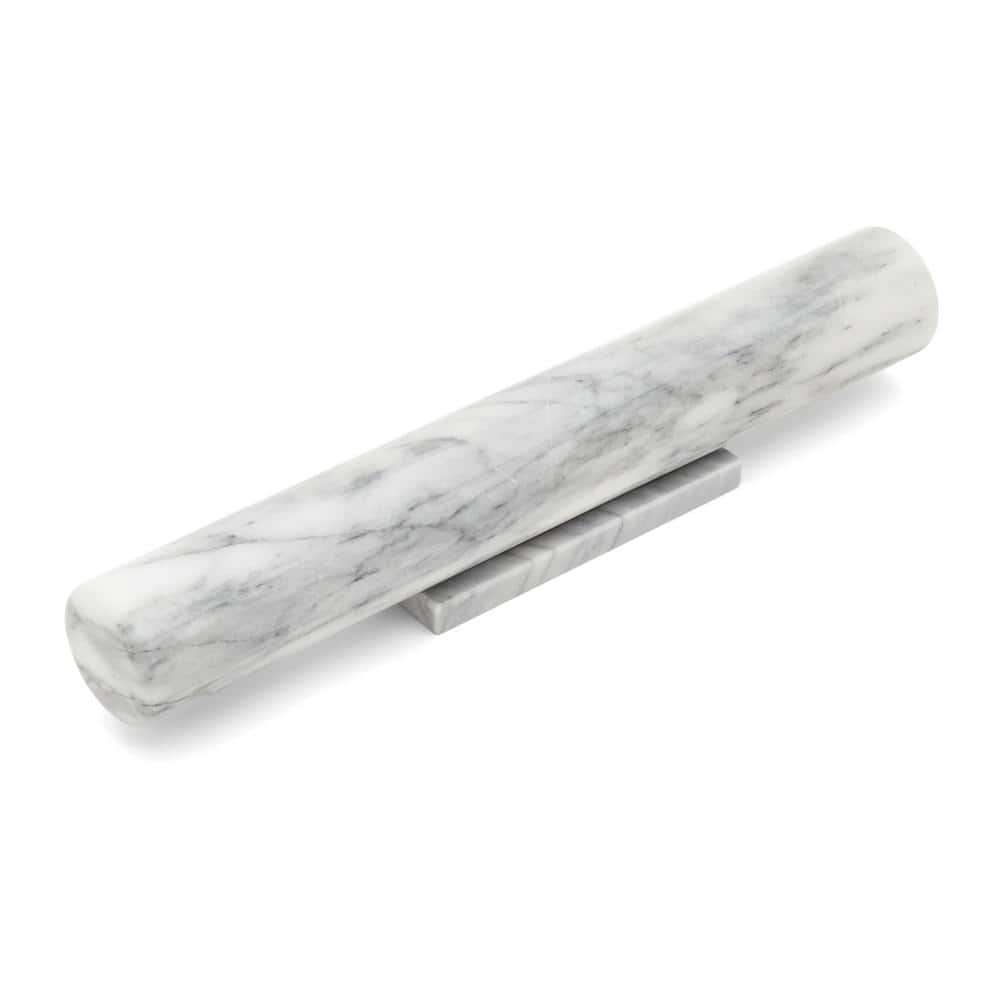 White Marble French Rolling Pin with Convenient Base