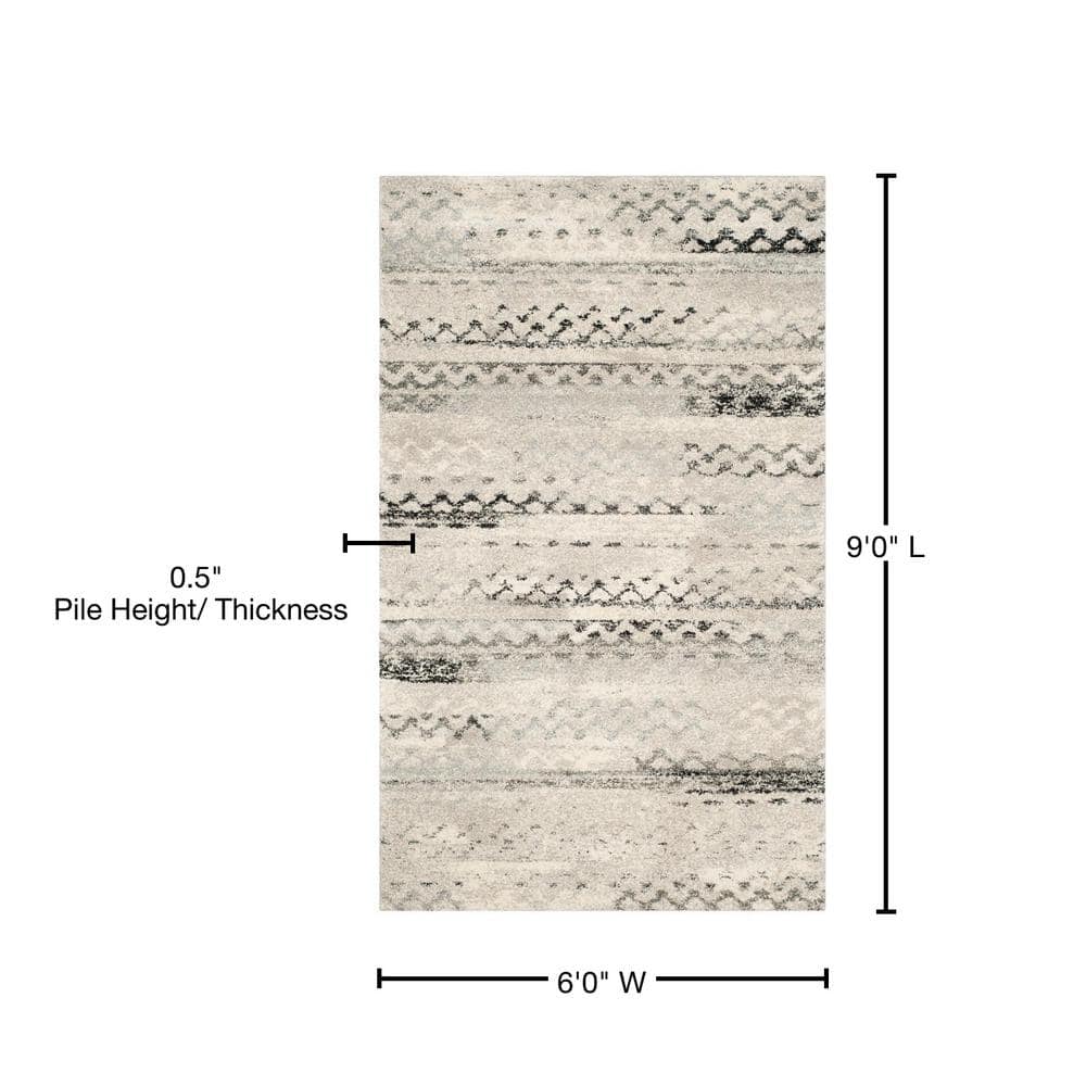 Abstract Shag Elegance 6' x 9' Gray Synthetic Area Rug