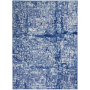 Whimsicle Ivory Navy 6 ft. x 9 ft. Abstract Contemporary Area Rug