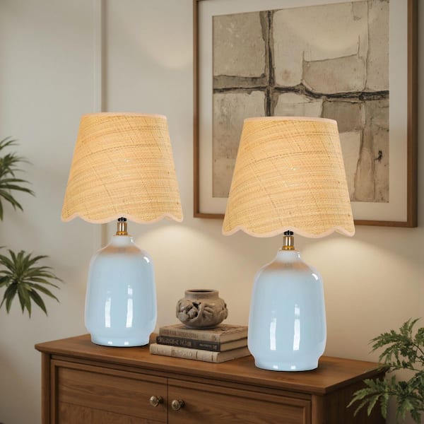 18.9 Blue End Table Lamps for Living Room and Bedroom