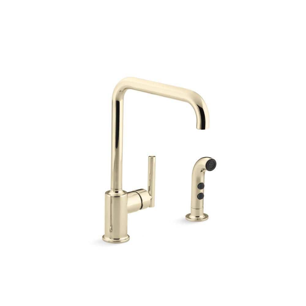 KOHLER Purist Single-Handle Standard Kitchen Faucet in Vibrant French Gold 7508-AF - The Home Depot