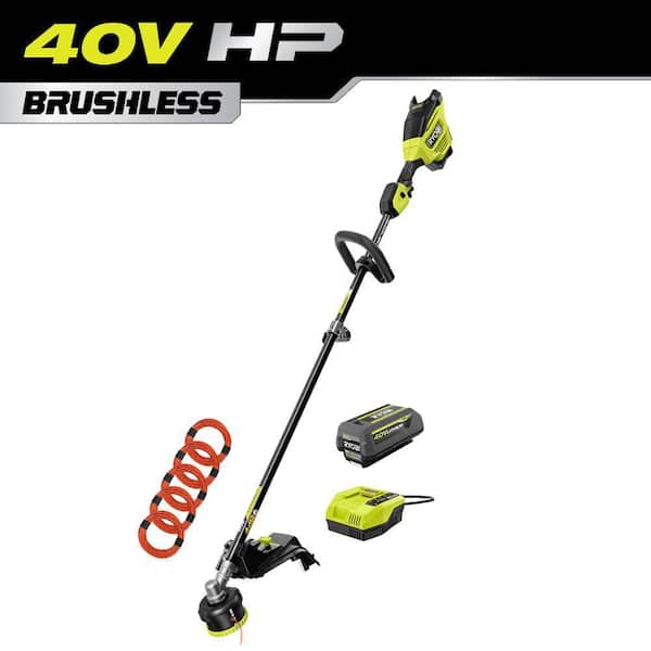 40V HP Brushless 17 in. Attachment Capable String Trimmer w/ Extra 5-Pack of Pre-Cut Line, 4.0 Ah Battery & Charger