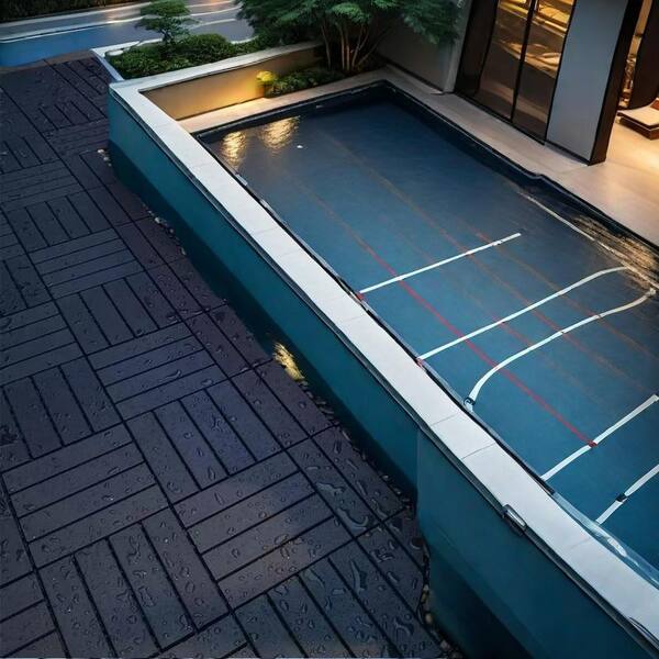 Afoxsos 1 ft. x 1 ft. Blue Plastic Interlocking Tiles Wave Pattern, Waterproof Easy to Attach, All Weather (44-Pack)
