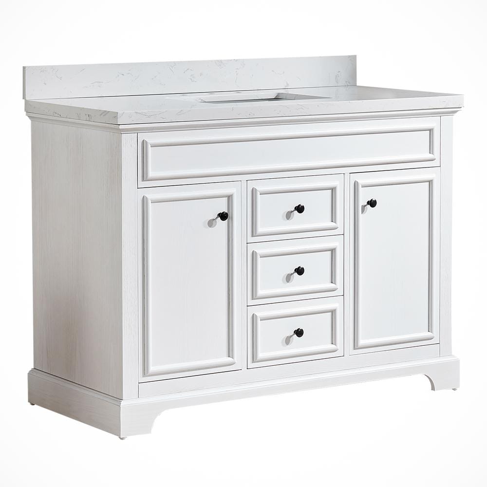 48 in. W. x 22 in. D x 36 in. H Freestanding Bath Vanity in White with Whit