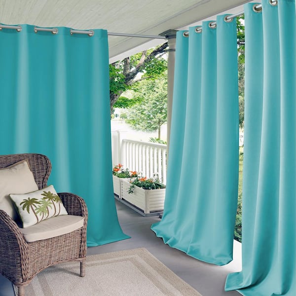 Elrene Connor Turquoise Polyester Solid 52 in. x 108 in. Grommet Top Indoor/Outdoor Room Darkening Curtain (Single Panel)