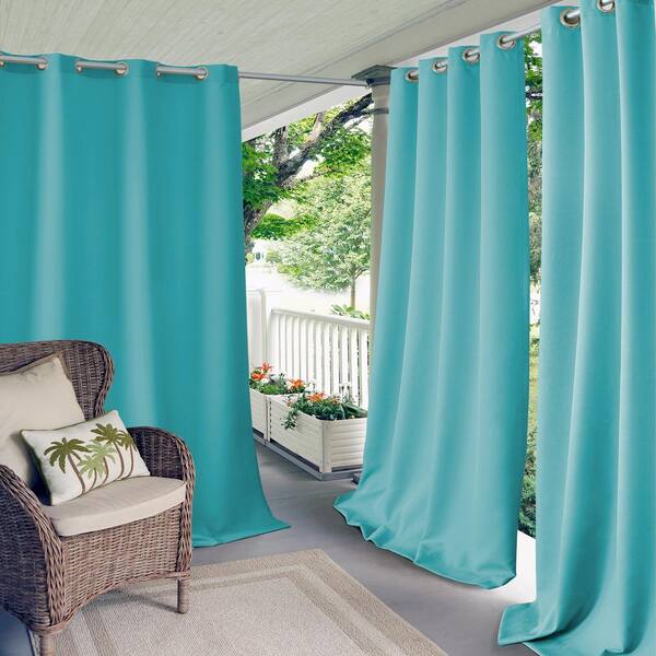 Elrene Turquoise Solid Grommet Room Darkening Curtain - 52 in. W x 84 in. L