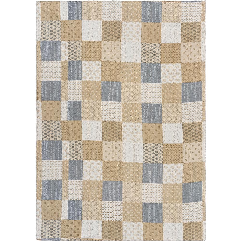 Soft Nude Cotton Patchwork Throw Blanket