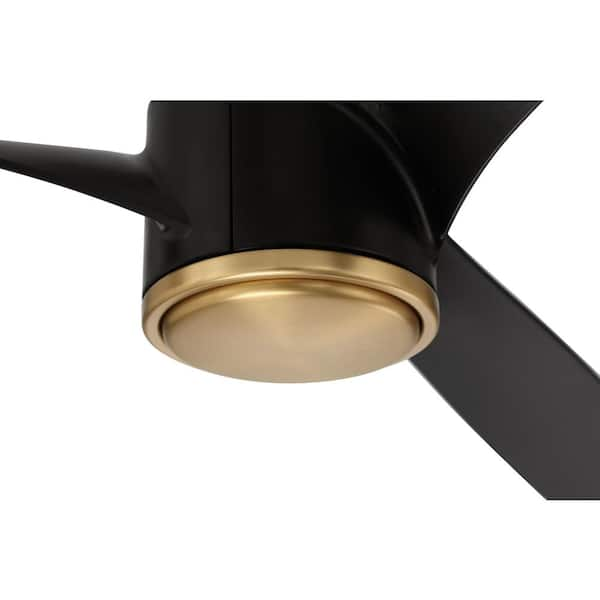 Phoebe 60 in. Indoor/Damp Flat Black and Satin Brass Ceiling Fan with Smart Wi-Fi Enabled Remote & Integrated LED Light