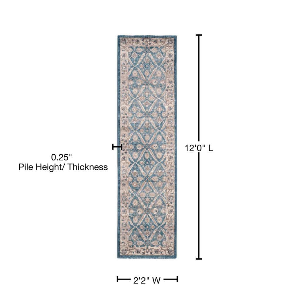 Sofia Blue/Beige 9 ft. x 12 ft. Border Area Rug - thumbnail 8